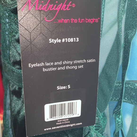 Size Small eyelash lace & shiny stretch satin bustier & thong set new with tags - Picture 6 of 16